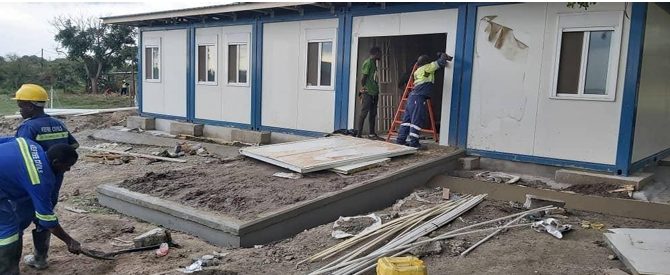 Kefree building works — structure being fitted out on site